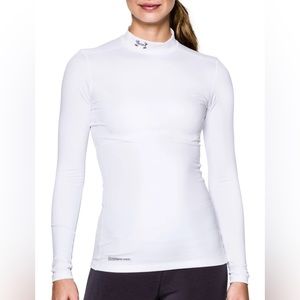 NWT White Under Armour Women's Fitted ColdGear Mockneck Shirt